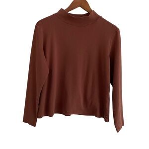 Isaac Mizrahi Live Essentials Mock Neck Top Sz M Brown Capsule Everyday Chic